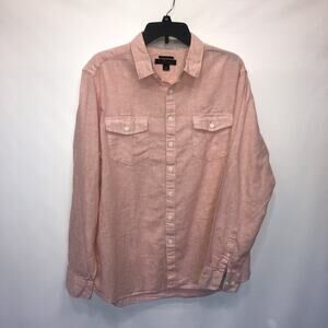 Marc Anthony Button Up Adult XL Orange Mens Long Sleeve Slim Fit Shirt
